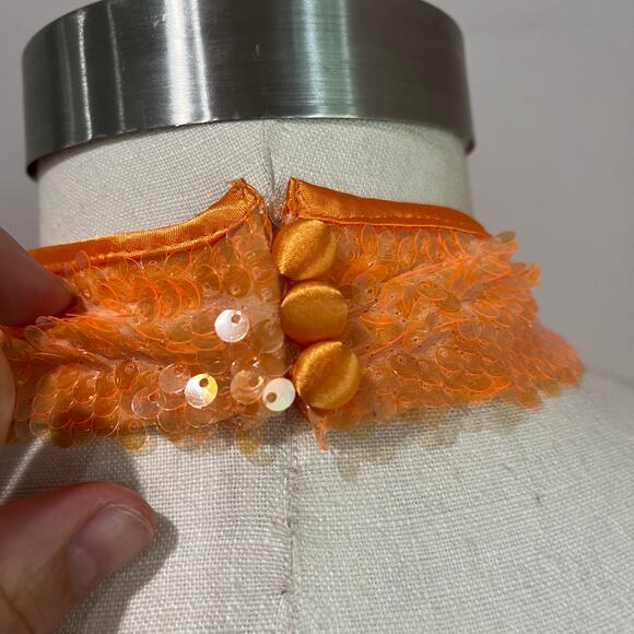 Caroline Constas Orange Sequin Midi Halter Dress Size M - Picture 8 of 9